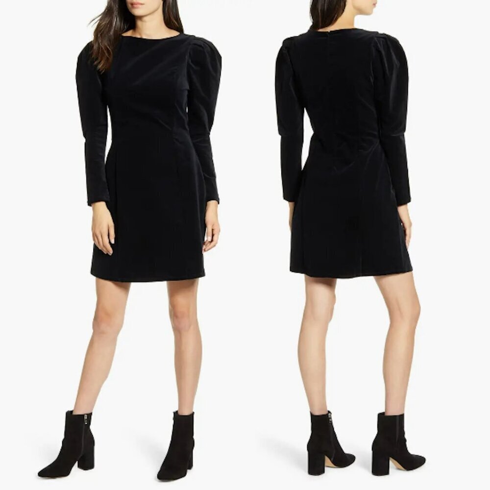 NWT New $220 AG Adriano Goldschmied Walker Puff Long Sleeve Black Dress Size M
